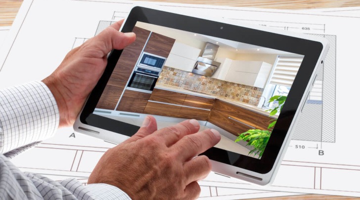 designer planning a kitchen using HomeByMe for Kitchen Retailers 3D planning solution