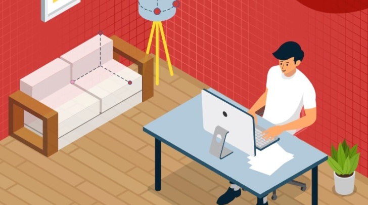man designing his home using a 3D online planning solution