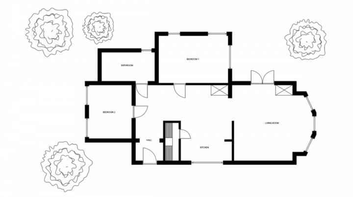 Plan 2D maison, 2 chambres réalisé avec le logiciel de plan 2D HomeByMe