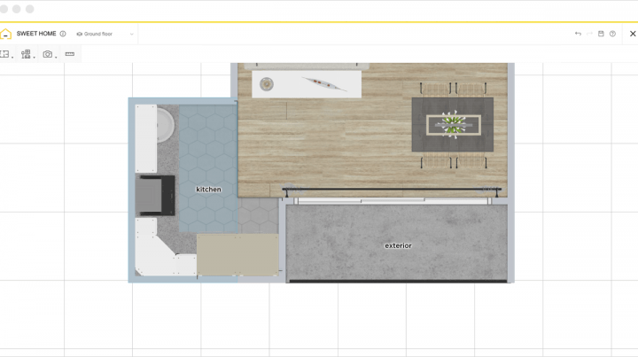 Plan 2D cuisine réalisé avec le logiciel de plan 2D HomeByMe