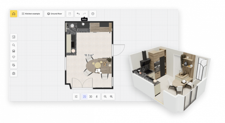 Plan de maison 2d et plan de maison 3D sur l'interface Homebyme