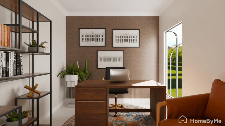 Bureau design avec un mur accent