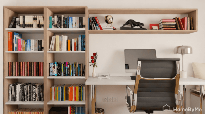 Bureau fonctionnel avec bibliothèque