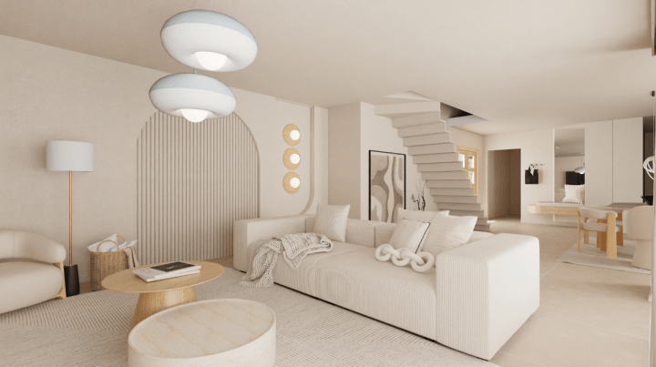 Salon blanc crée grâce à un planner 3D