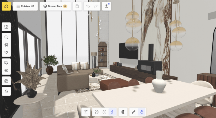 Interface Homebyme de rendu réalistes 4K