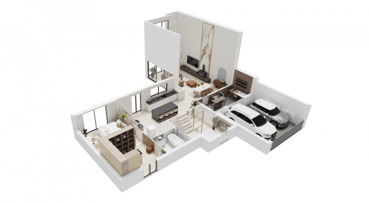 Dessin d'un plan de maison fait grâce au logiciel Homebyme
