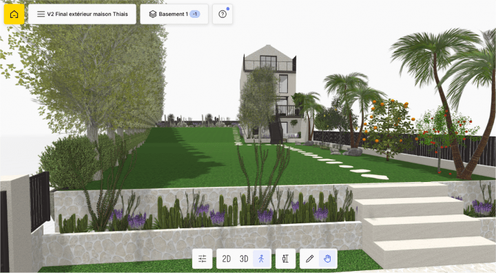 Vue du jardin pour une maison généré grâce au logiciel homebyme