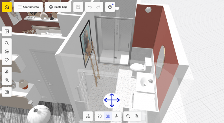 Visualización realista de un espacio decorado creado mediante HomeByMe.