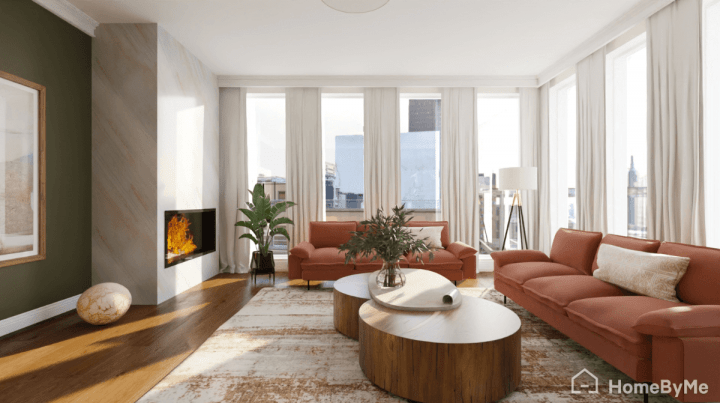 Remodel of a living room in a very simple decoration style with homebyme