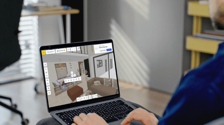 An interior designer creating a home design online