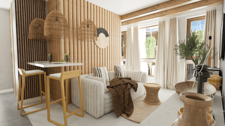 Space with multi purpose furniture