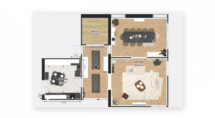 Plan de maison 2D en vue de haut sur le logiciel Homebyme