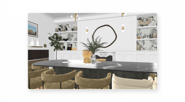 Visuel 3D du planner pour un salon salle à manger de style contemporain