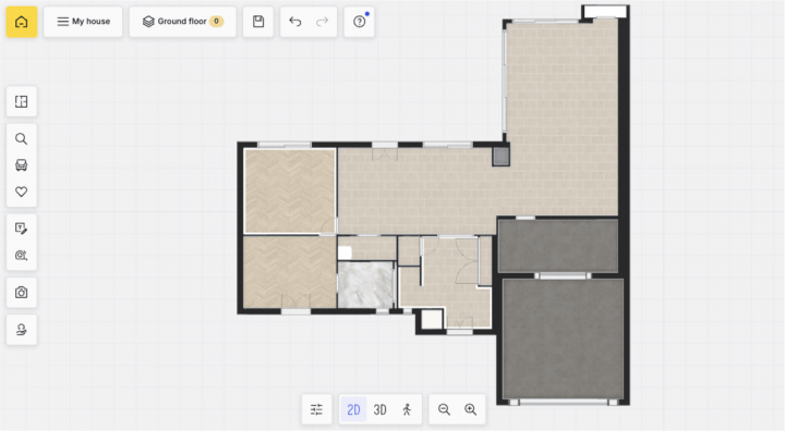 The 2D floor plan a of a whole house without furniture