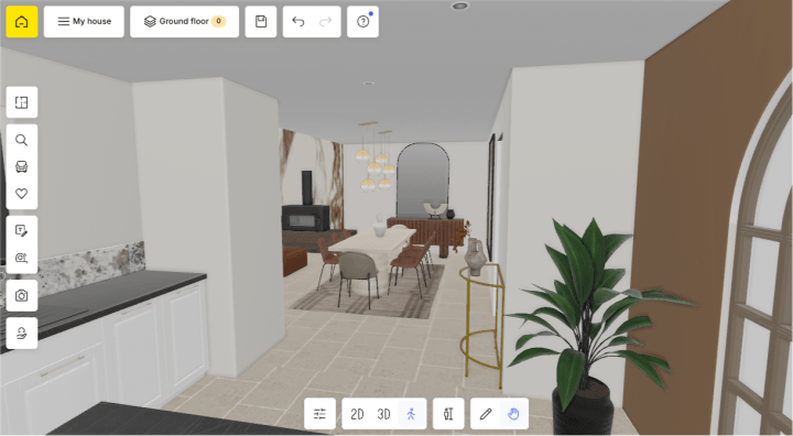 Immersive view of the planner within a house project