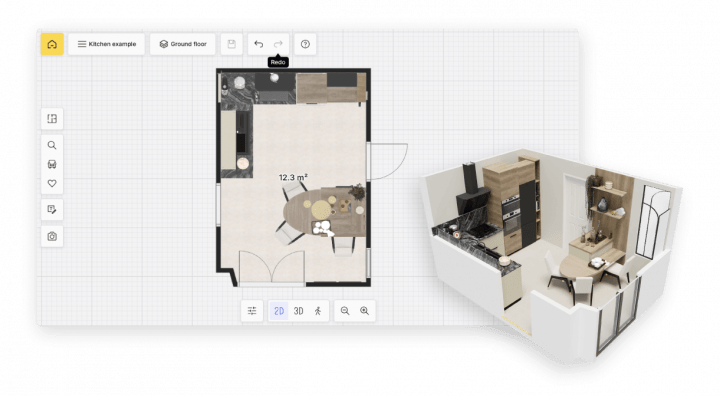 Plano 3D de una vivienda creado con el software de diseño HomeByMe.