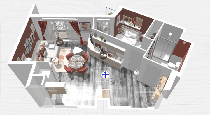 Proyecto arquitectónico 3D personalizado diseñado con la plataforma de planificación HomeByMe.