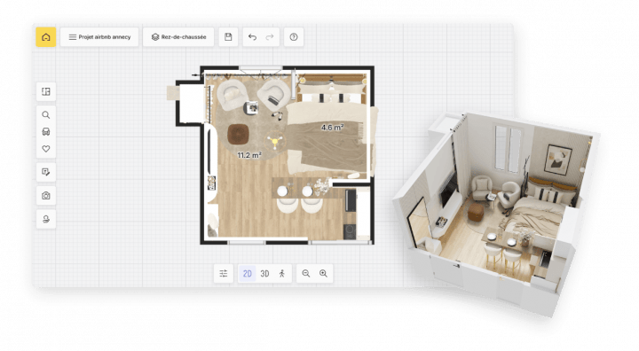 Creación de un plano 3D de dormitorio con HomeByMe.