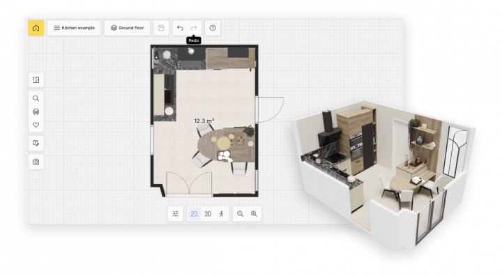 Creación de un plano 3D de cocina con HomeByMe.