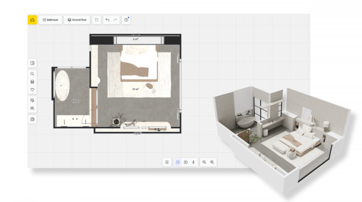 Creación de un plano 3D de bano con HomeByMe.
