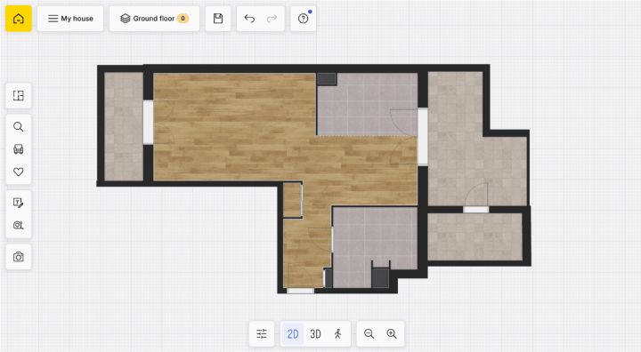 Plan 2D de maison vide réalisé sur le logiciel d'aménagement HomeByMe.