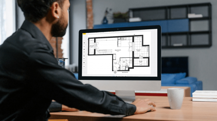 Person working on an interior design project using the HomeByMe 3D design software.