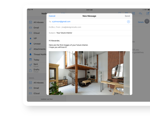 Features Pro HomeByMe- Message interior designer