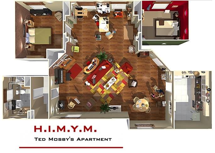 3D Floor plan of the HIMYM apartment