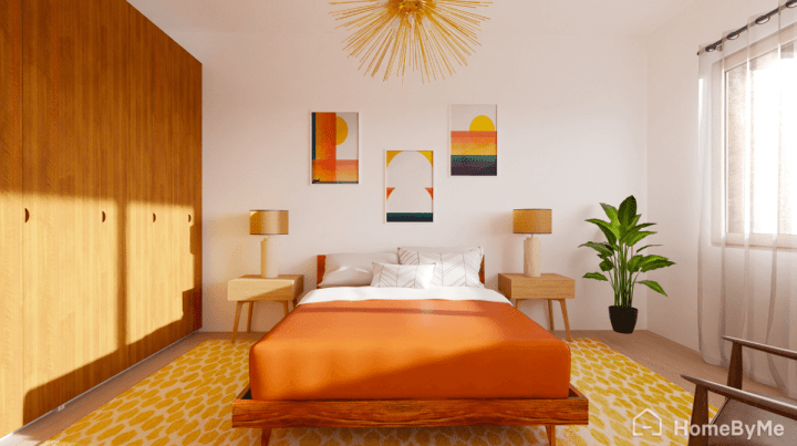 Audacious mid-century modern bedroom