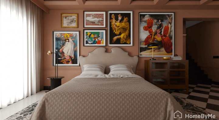 Arty bedroom interior decor