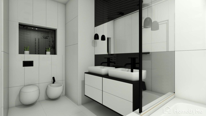 black and white contemporary bathroom