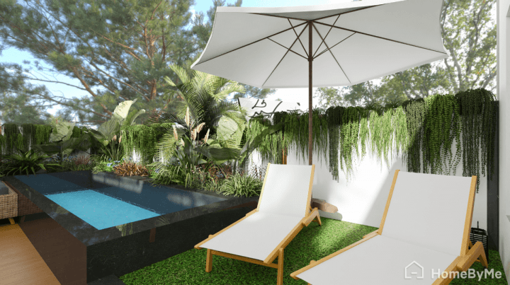 Esâce extérieur avec des transats