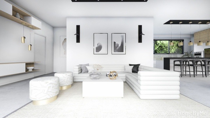 White modern living room made on homebyme