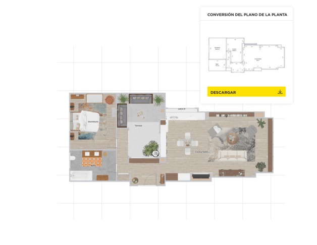 Plano 2D de una mid-century modern casa hecho en HomeByMe