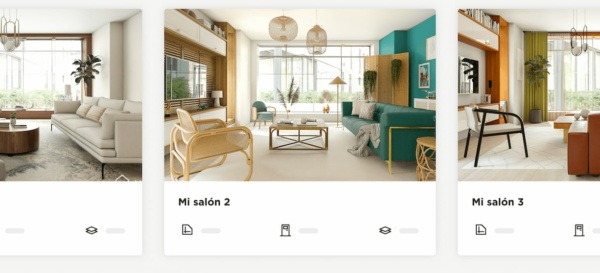 Salón modelado en 3D de 3 estilos diferentes: moderno, glamuroso y bohemio.