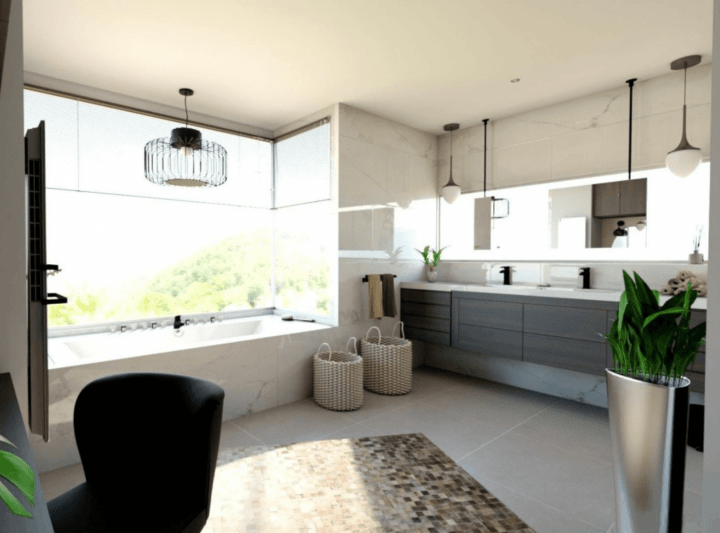 Mid century modern bathroom design