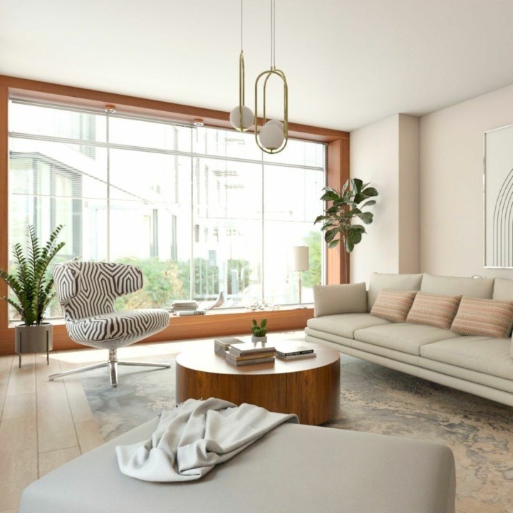 White Mid-Century-Modern living room