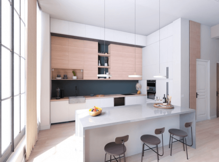 Example of a minimalist kitchen design generated by Homebyme's planner