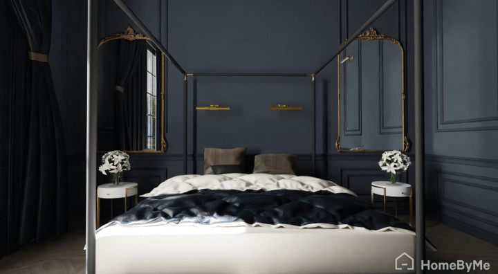 Monochrome bedroom interior style