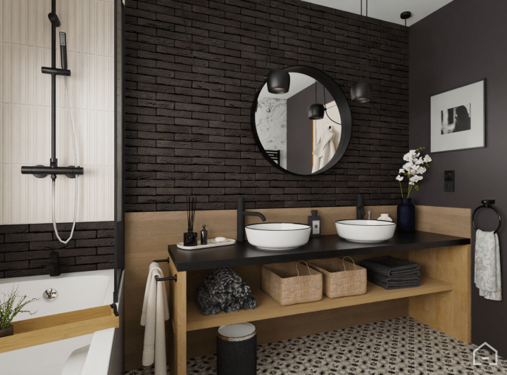 Salle de bain de style industriel