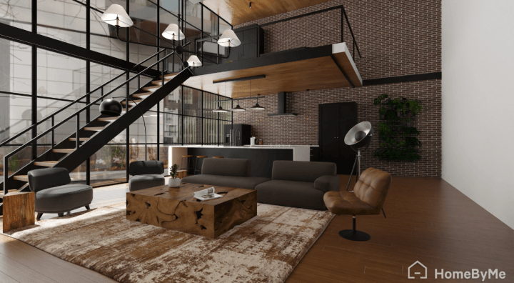 Salon de style industriel