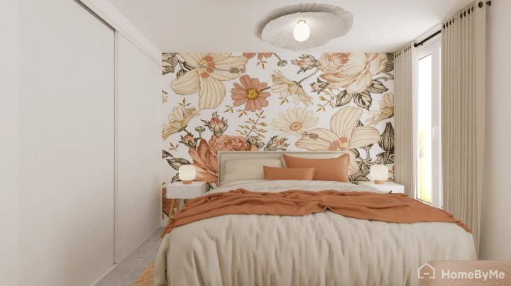 Floral bedroom simple teen bedroom high realistic