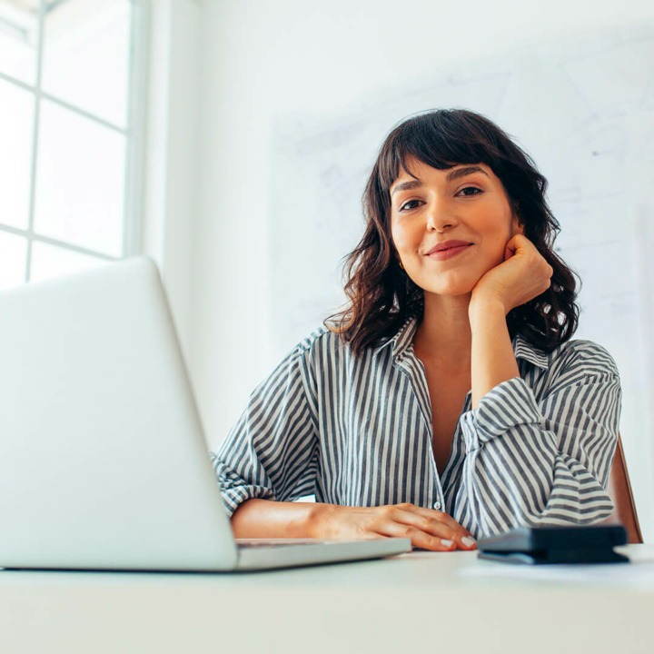 Interior designer working at her desk