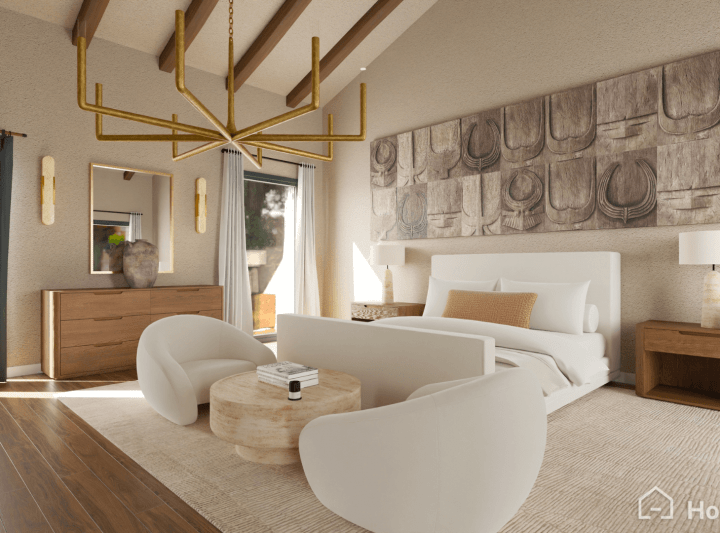 Exemple de chambre rustique générée avec le logiciel 3D HomeByMe