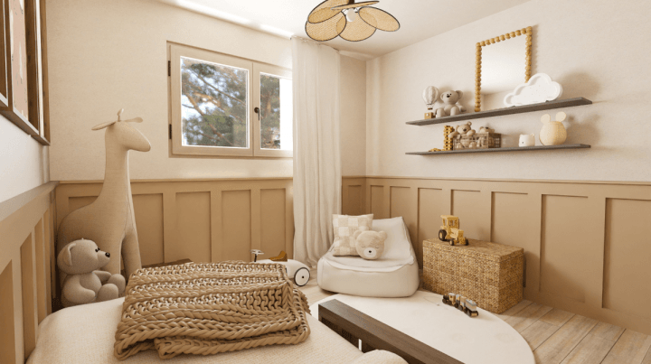 Small brown bedroom for kids