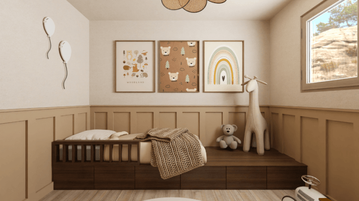 Small brownish kids bedroom