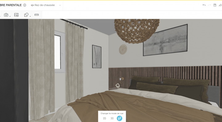 3D vue de chambre parentale