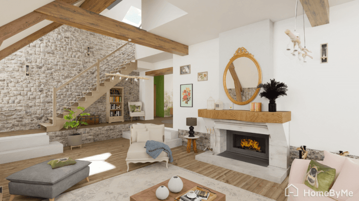 Salon dans un barndominium