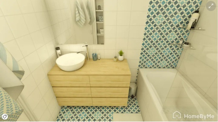 bathroom with ceramics tiles on the floor-to-wall