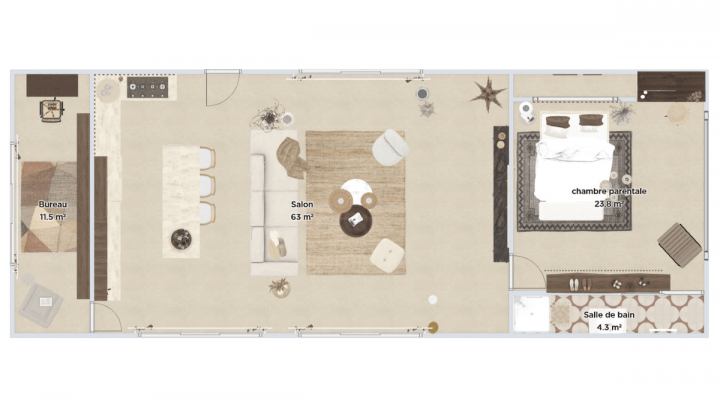 Plan 2D d'une maison de 100m2